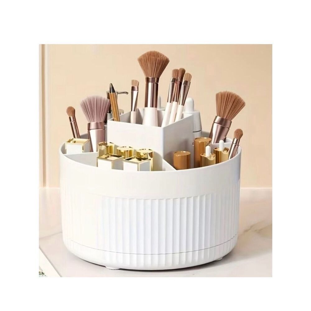 NWT Awaoko White Rotating Cosmetic Organizer with 5 Compartments for 360° Access